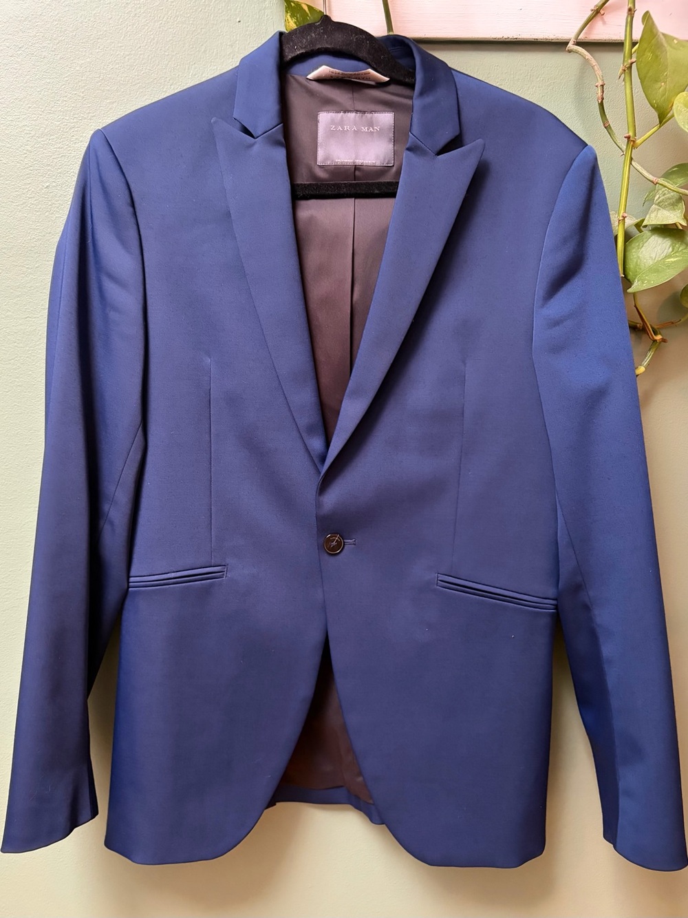 Zara Men Blue Single-Button Sport Coat